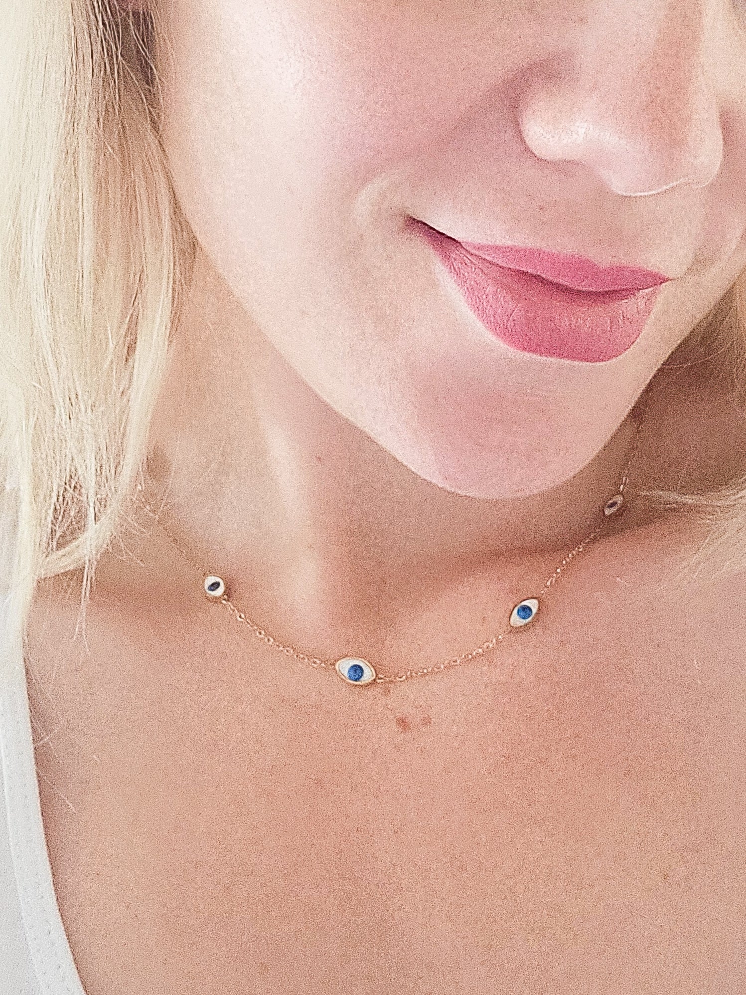 Evil Eye of Protection Dainty Necklace & Stud Earring Set