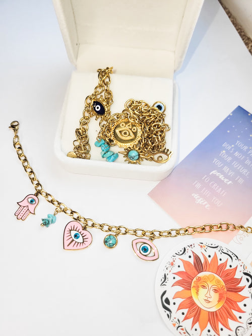 Evil Eye of Protection Bracelet & Necklace Set